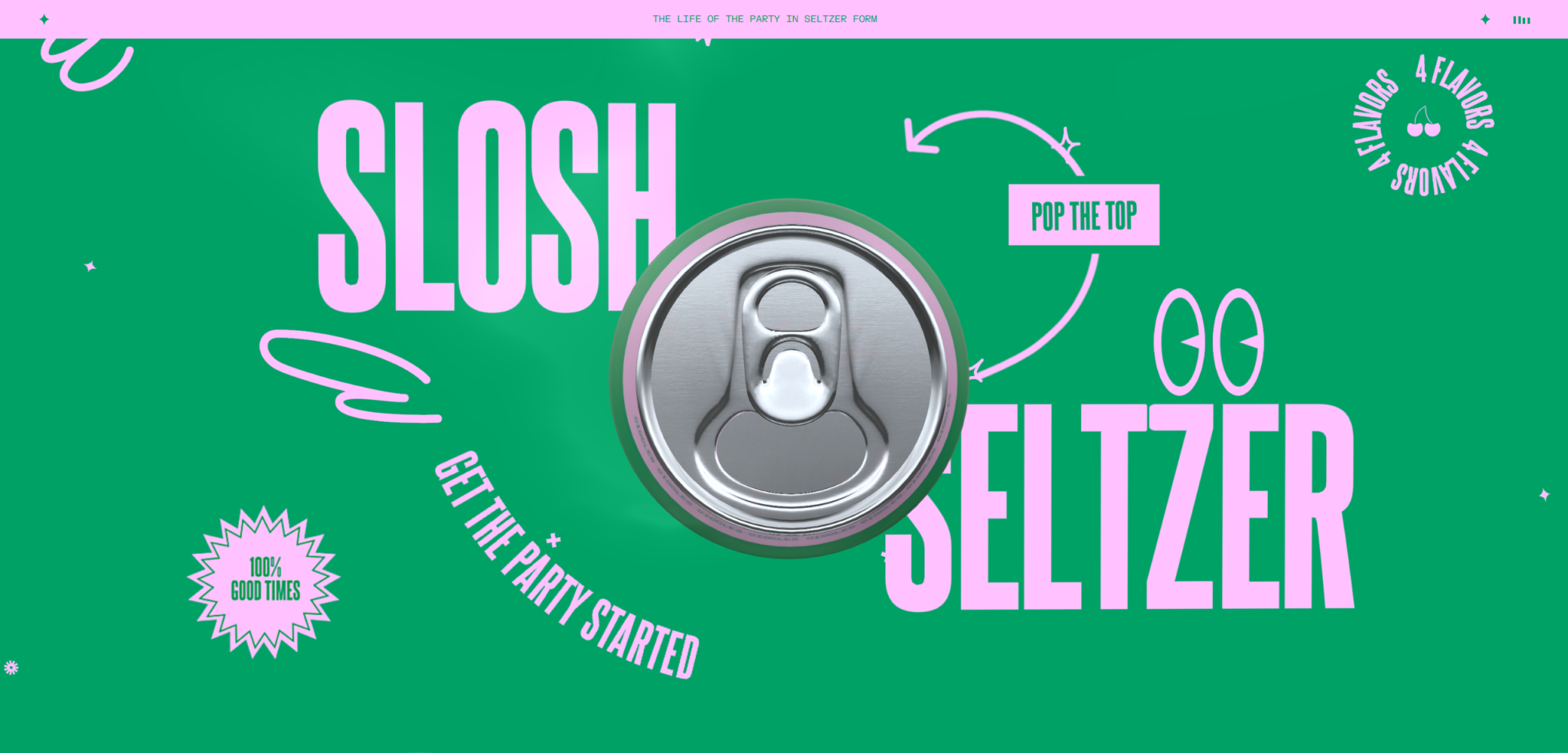 Exemple de tendance webdesign immersif avec le site sloshseltzer.com