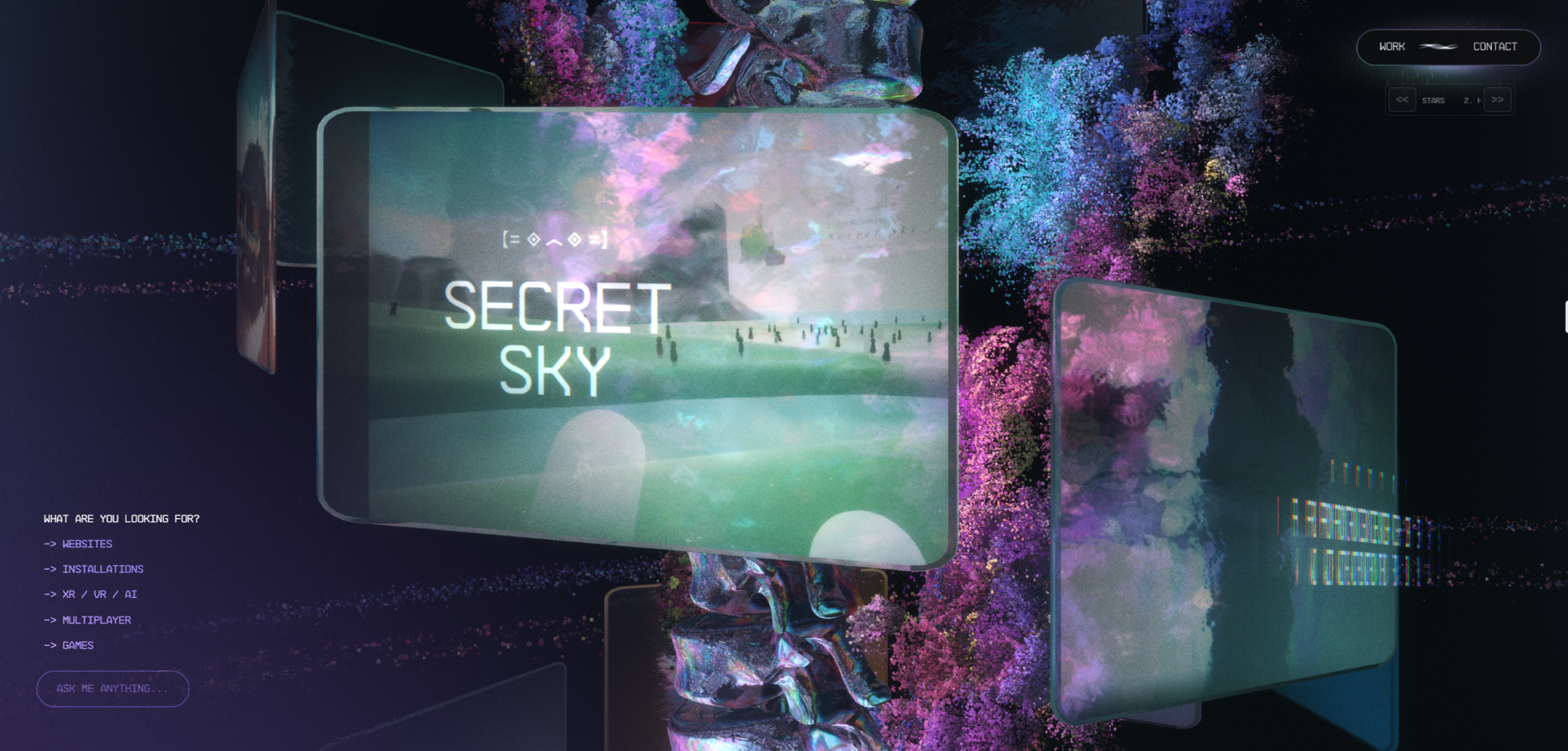 Capture d'écran du site Active Theory montrant des combinaison de 2D et 3D, exemple de la tendance webdesign 