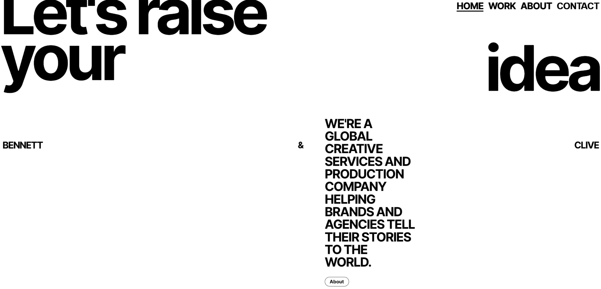 Exemple du site bennettandclive.com pour illustrer la tendance de sobriété.