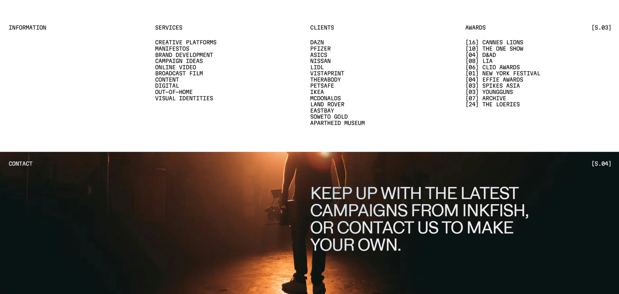 Image du site Inkfish reflétant la tendance du minimalisme structuré