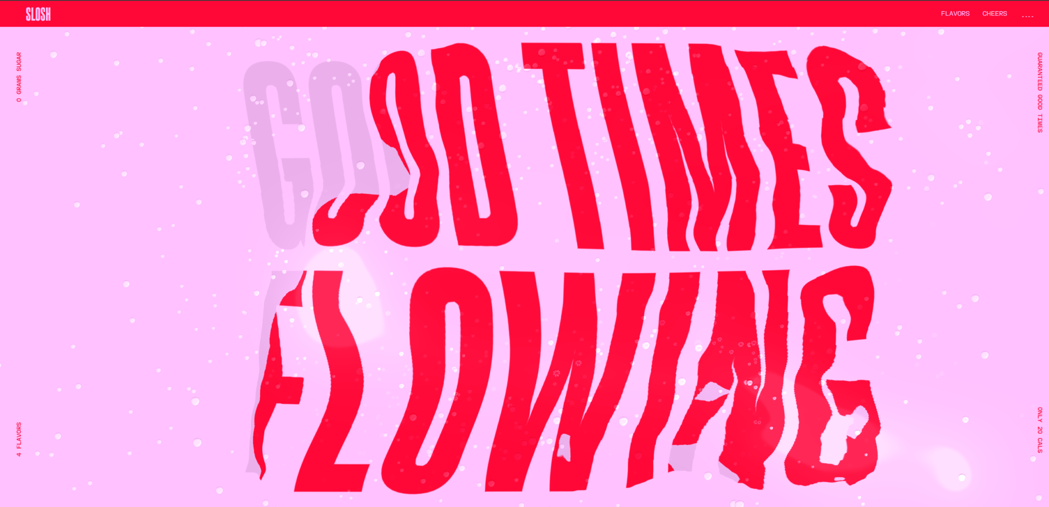 Image provenant du site sloshseltzer pour montrer leurs charte graphique ultra colorée.